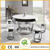 TH282 Hot Sale White Round Marble Space Saving Dining Table thumbnail-1