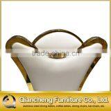 Classical White High Back Wedding Chair With Golden Stainless Steel thumbnail-5