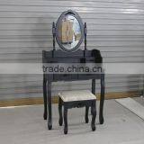 French Dressing Table With Triple Mirrors /make-up Wooden Dressing Table With Mirror and Stool thumbnail-1
