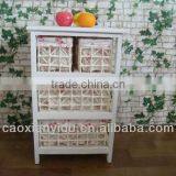 European Minimalist Garden Rattan Storage Cabinets Lockers Small White Wooden Storage Cabinet Wicker Drawers thumbnail-2