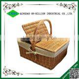 Handled Rectangular Natural Wicker Hamper Box With Liner thumbnail-1