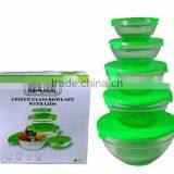 Glass Bowl With Green Lids thumbnail-1