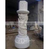 Garden Decoration Stone Pillar White Marble Dragon Columns for Sale