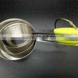 4 Pieces Stainless Steel Measuring Cups and Spoons Set With Silicone Handle Grip for Baking Accessories thumbnail-2