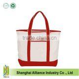 Large Capacity 16OZ Canvas Tote Bag With Two Red Handle,Cheap Canvas Shopping Bag With Handle thumbnail-5