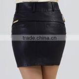 Top Fashion Fake Leather Deisgn Sexy Girls Tight Skirts With Back Pockets thumbnail-2
