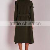 Best Selling Custom Lady Khaki Waterfall Coat Wholesale thumbnail-5