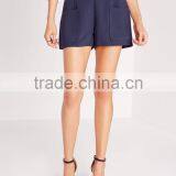 New Style Women Fancy Navy High Waist Pocket Tailored Shorts thumbnail-4