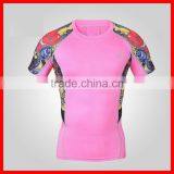 2015 Men Sport Fitness Wear T Shirt Custom Sublimation Short Sleeve Compression Shirt thumbnail-1