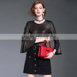 Maxnegio Women Blouse 2017 Lotus Leaf Sleeves Ladies Blouse Fashion Design thumbnail-5