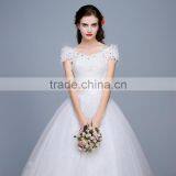 MGOO Custom Made Long Tail Romantic Wedding Dress Simple Lace Up Cap Sleeves Fashion Hi Low Petticoat thumbnail-6