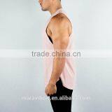 Pale Mauve 95% Cotton 5% Spandex Lifestyle Cut Off Shirt Longline Curved Hem Tank Top OEM Muscle Fit T Shirt thumbnail-3