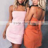 Bow Casual Linen Sexy Dress Backless Beach Summer Dress Sexy Honeymoon Dresses Fit Vestidos thumbnail-1