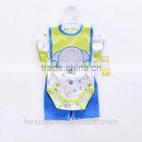 OEM Factory or Stocked Designs 4pcs/set 100% Cottonbaby Romper Set Matching With Baby Bibs and Socks thumbnail-2