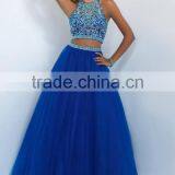 2016 A Line Two Piece Prom Dresses Crystals Tulle Skirt thumbnail-3