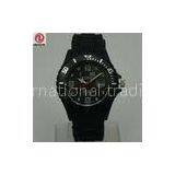 Waterproof Black Silicone Rubber Wristband Mens Ice Watches With Long Life Battery