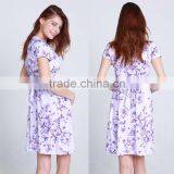 Hot Sale Lavender Blossom Printed Knot Front Maternity Dress Pregnant Women Cap Sleeve Sexy Deep v Neck Western Maternity Dress thumbnail-2