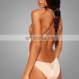 Wholesale Products Girl Embroidered Sexy Swimming Wear Deep V-neck Swimsuit Backless Beachwear Cross Bandage Apparel thumbnail-3