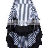 Belle Poque Striped Gathered Steampunk Vintage Gothic Style White High-Low Skirt BP000345-1 thumbnail-3