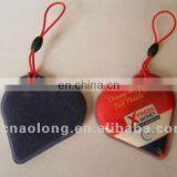 Loving Heart Custom Brand Logo Printed Flocking Clothr+pvc Material Mobile Phone Screen Cleaner