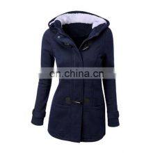 Manufacturer Wholesale Hooded Mid-length Women's Coat With Horns Buckle Plus Size Coat thumbnail-1
