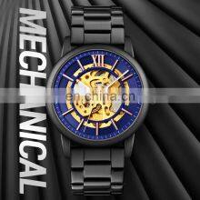 High Quality SKMEI 9242 Stainless Steel Skeleton Mechanical Automatic Watch Men Wrist thumbnail-2