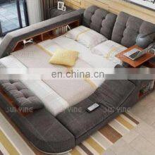 Modern Smart Bed Design Genuine Leather King Size Camas Soft Bed Frame With Extra Storage thumbnail-4