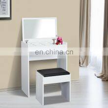 Multi-purpose Dressing Table Set Padded Stool With Flip-up Mirror