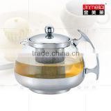 18/8 stainless steel tea pot, glass teapot with infuser