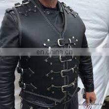 Genuine Leather Custom Motorbike Motorcycle Racing Riding Leather Club Vest Waistcoat New Zealand Style Motorcycle Vest thumbnail-5