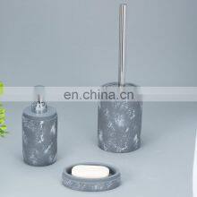 Grey Round Cement Home Decoration Accessories White Pattern Concrete Bathroom Sets thumbnail-2