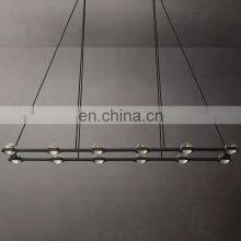 Luxurious Classic Modern Frosted Glass Ball Metal Industrial Rectangular Chandelier Home Hotel Light Luxury Interior Lighting thumbnail-5