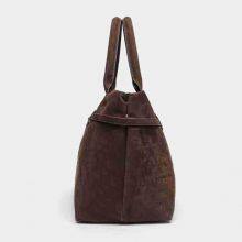 Women's Large Capacity Vintage Tote Bag - Elegant Brown, Structured Snap Closure, Sturdy Handles for Work, Travel, Everyday Use thumbnail-4