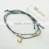 FASHION 2 TONE PLATE 2 ROWS LOVE HEART ADJUSTABLE BRACELET thumbnail-1