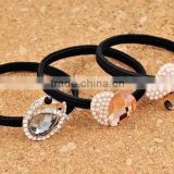 fashionable mushroom shape alloy crystal plastic pearls ponytail holder