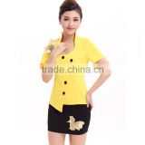 new design promotion uniform sexy office suit jacket and wrapped skirt for whosale china factory