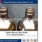 16oz Boston Round Amber Glass Bottle Manufacturer in China thumbnail-3