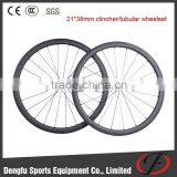 Dengfu Carbon Road Bicycle Parts 700c*21mm Width 38mm Carbon Clincher/tubular Wheelset