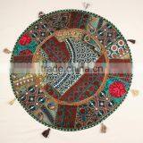 Indian Round Decorative Pillow Covers Indian Throw Pillows Indian Round Cushion Covers Pom Pom Round Pillows thumbnail-1