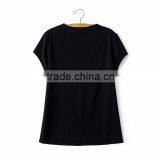 Clothing Manufacturer Printed Image Black Tassel Round Collar t Shirt for Girls thumbnail-2