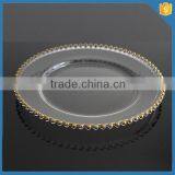 LXHY-P059 Crystal Wedding Charger Plate Antique Gold Plate Quality Choice