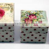 Custom Image Top Printed Cotton Fabric Gift Box - Nested set of 3