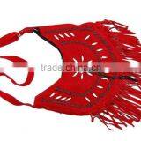 Red Western Style Real Suede Leather Beaded Ladies Shoulder Hand Made thumbnail-2