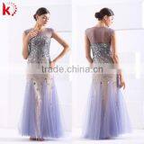 Magnificent Cap Sleeve Transparent Fishtail Beaded Bling Long Lebanon Evening Dress thumbnail-1