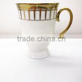 Supper white electroplated gold ceramic printed enamel mugs