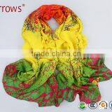 180*80cm Women's Viscose Voile Crinkle Scarf Big Rose Print Wrap Sexy Coral Pattern thumbnail-1