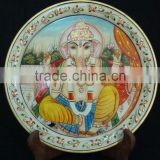 Marble Thali Plate Handicraft Religious Gift Decor Rich Art And Craft Gallery Hindu God Puja Ganesha Miniature Painting