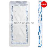 Quality White Bath Mat With Blue Rivulettes Design Non Slip Backing With Safety Suckers