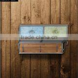 2 Drawers Wood Top Metal Frame Wall Hanging Cabient With 3 Hooks thumbnail-1
