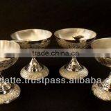 New Design Silver Plated Brass Metal Ice Cream 4 Bowl Gift Set thumbnail-1